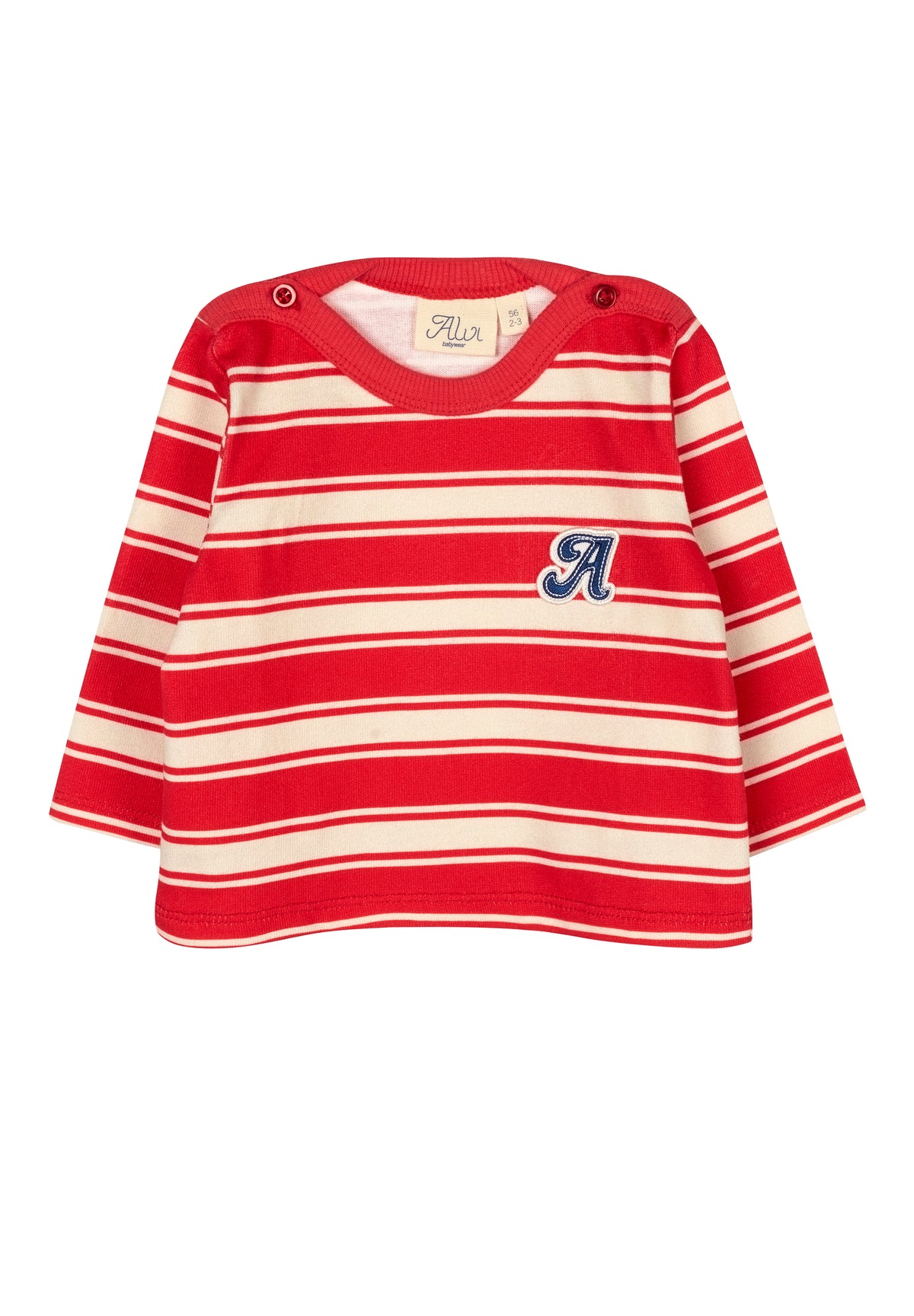 Langarmshirt - Pionsettia-Antique White Stripe