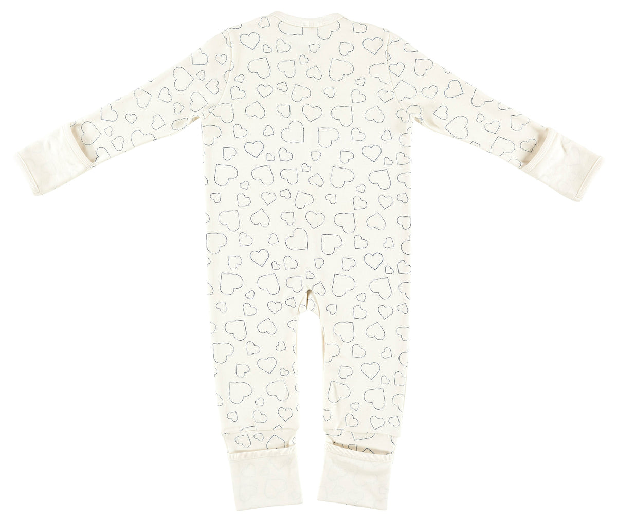 Schlafanzug mit Klappbündchen - Hearts white