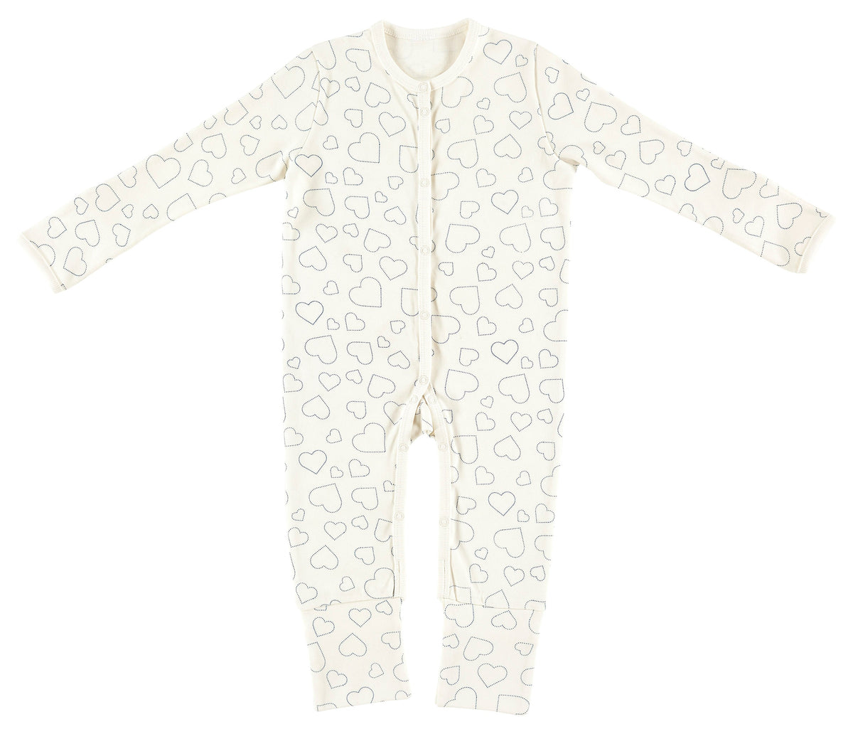 Schlafanzug mit Klappbündchen - Hearts white