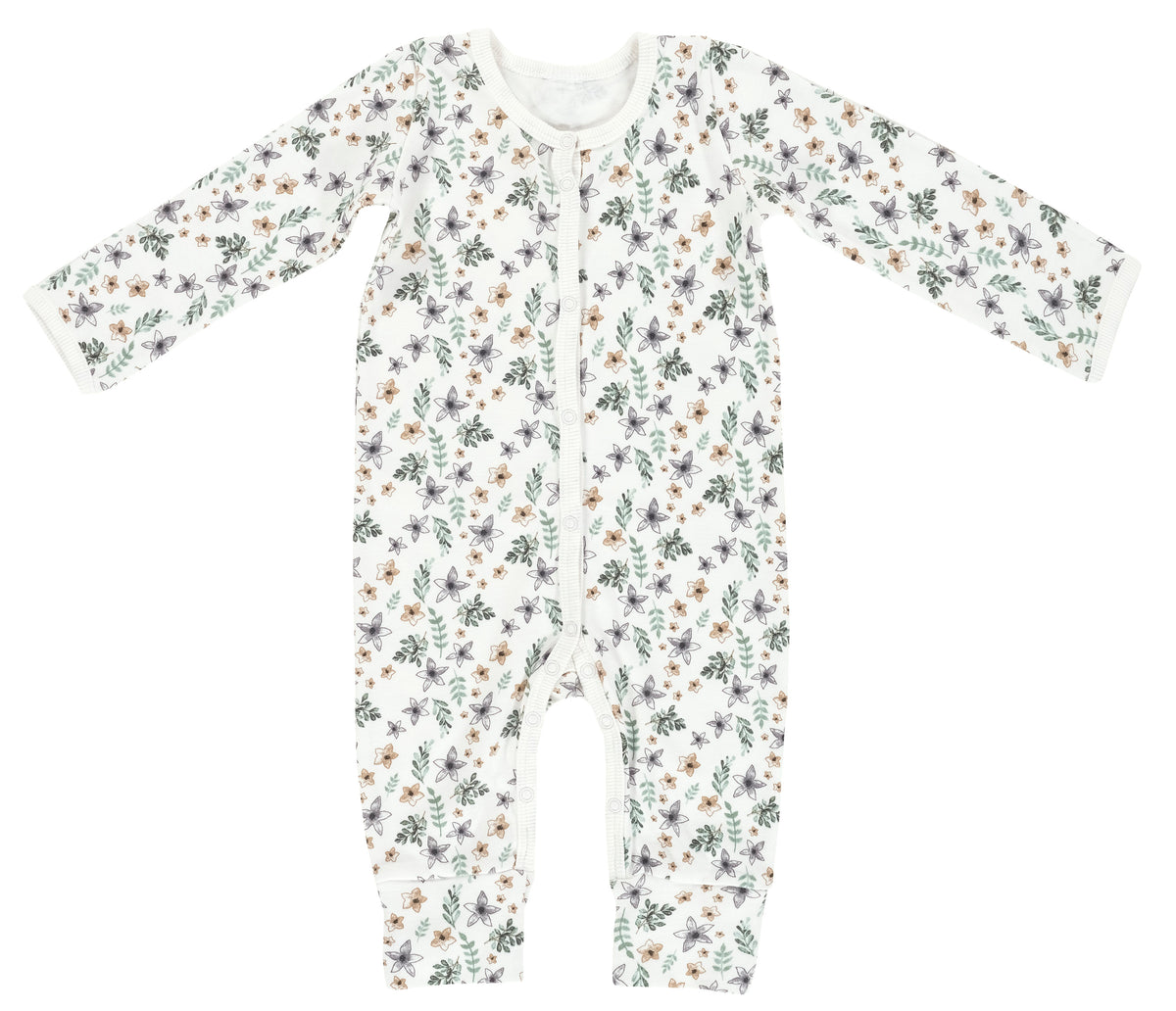 Schlafanzug mit Klappbündchen - Petit Fleurs