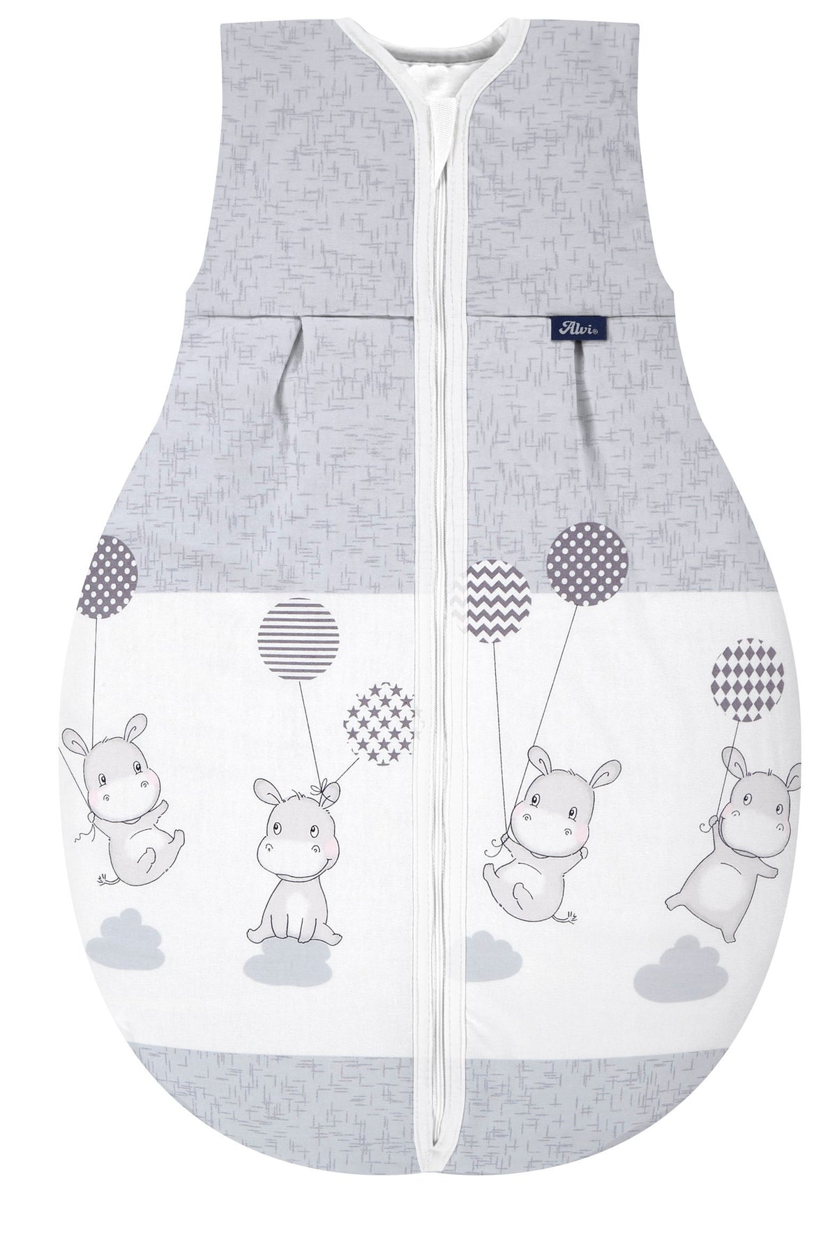 Kugelschlafsack Molton (Sommer) - Hippo silber