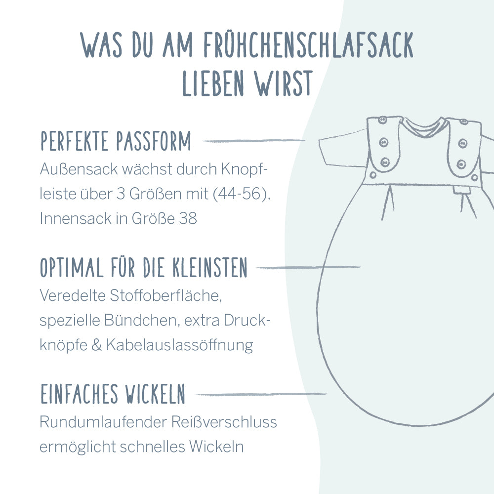 Frühchenschlafsack komplett 2 teilig (Jersey) - bleu Stripe