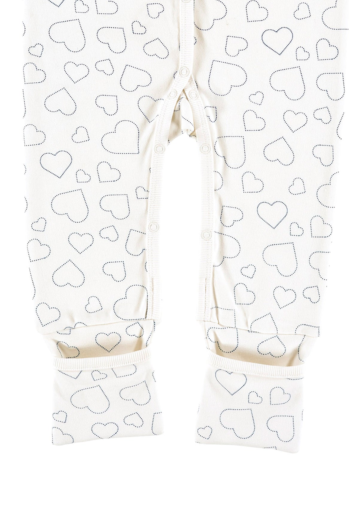 Schlafanzug mit Klappbündchen - Hearts white