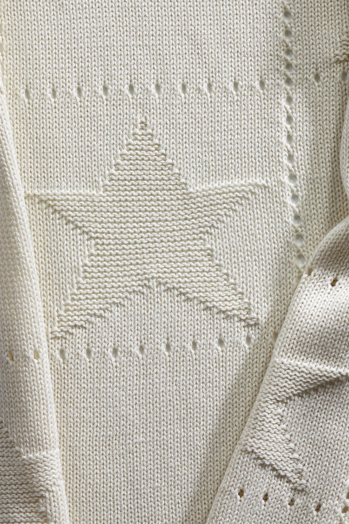 Strickdecken - Sterne creme
