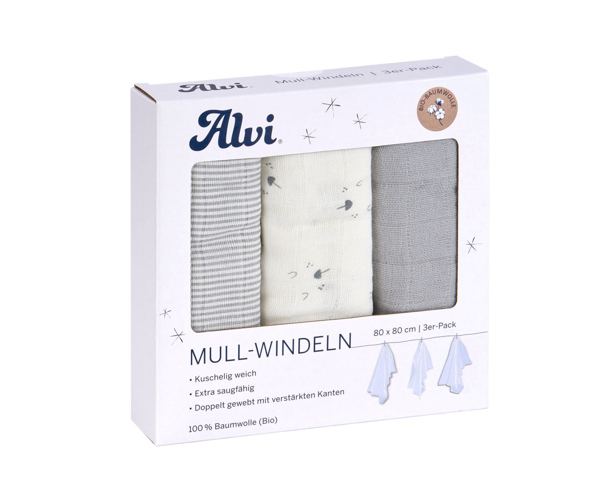Mull Windeln 3er Pack - Faces
