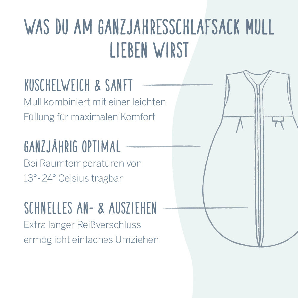 Ganzjahresschlafsack Mull - Fox Glove