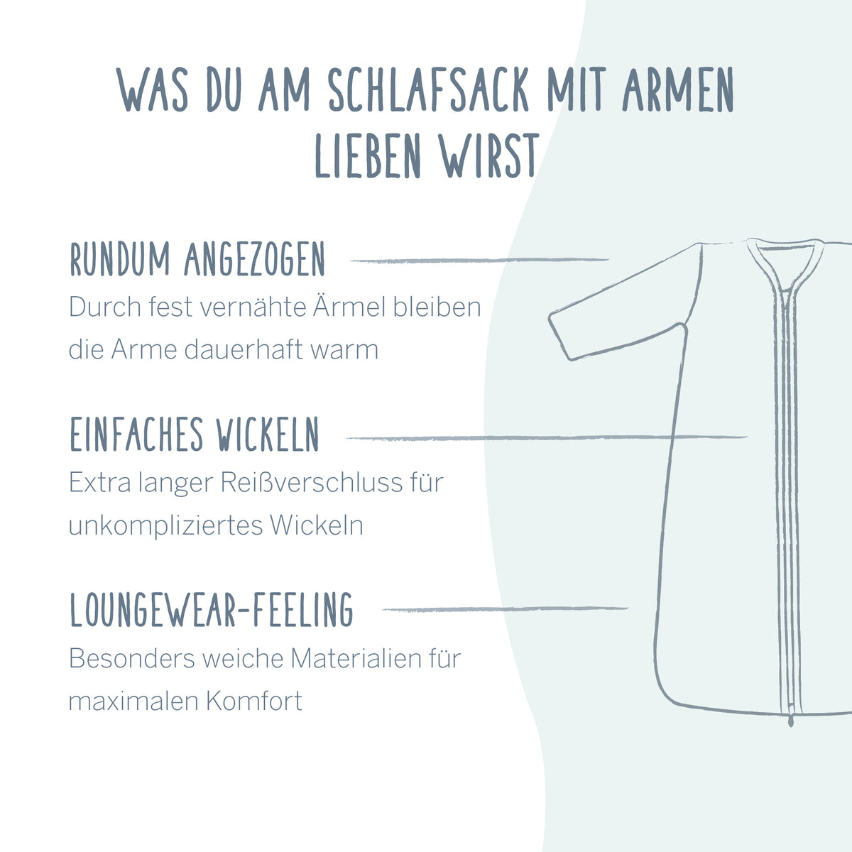 Schlafsack mit Armen  Special Fabric - Quilt aqua